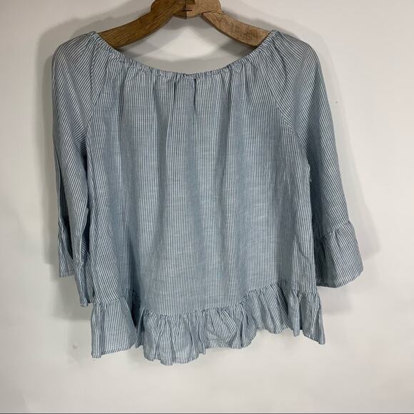 Sanctuary Narrow Blue Stripe Linen Top Sz Small - Picture 6 of 8